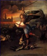 Raffaello Santi: Szent Mihály és a sátán (1505)